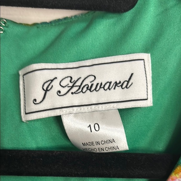 J Howard Vibrant Green and Yellow Asymmetrical Sundress for Cocktail Events - Picture 2 of 3